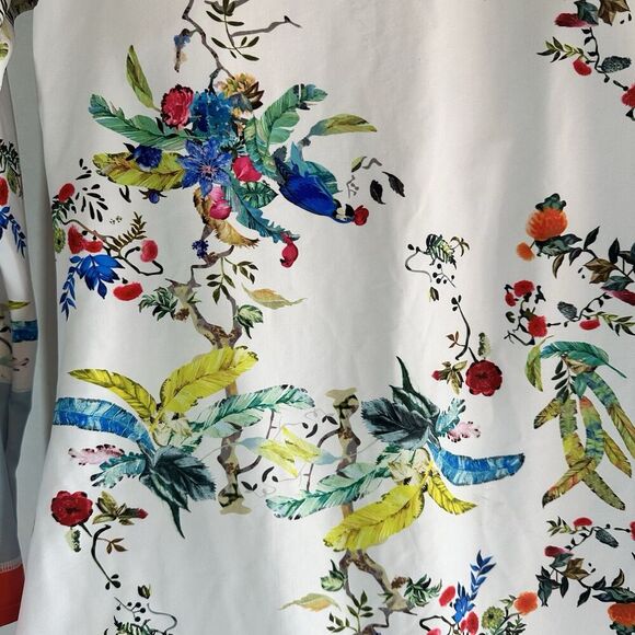 Funny Girl Sz XL One Piece Swimsuit  White & Tropical Zipper Padding Summer - Picture 3 of 14